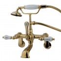 Kingston Brass CC53T Vintage Wall Mount Clawfoot Tub Filler w/ Hand & Shower w/ metal cross handle