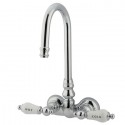 Kingston Brass CC74T1 Vintage Wall Mount Clawfoot Tub Filler w/ H&C Porcelain lever, Polished Chrome Finish
