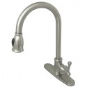 Kingston Brass GS788 Gourmetier Vintage Pull-Down Single Handle Kitchen Faucet, Satin Nickel