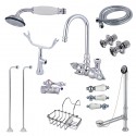 Kingston Brass CCK10T1SS-SB Vintage Wall Mount Gooseneck Clawfoot Tub Filler w/ Shower Mixer Kit in Polished Chrome