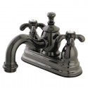 Kingston Brass NS7100TX Water Onyx 4" centerset lavatory faucet w/ cross Handles & brass pop up drain, Black Nickel