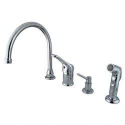 Kingston Brass KB81 Wyndham Single Loop Handle Kitchen Faucet w/ Soap Dispenser & Side Sprayer