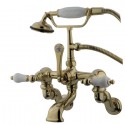 Kingston Brass CC459T Vintage Adjustable 3-3/8" - 10" Center Wall Mount Clawfoot Tub Filler with Hand Shower
