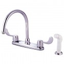 Kingston Brass GKB782 Water Saving Vista Centerset Kitchen Faucet with Blade Handles and Side Sprayer, Chrome