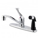 Kingston Brass KB573 Chatham Single Handle Kitchen Faucet With Black Sprayer, Polished Chrome