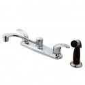 Kingston Brass KB627 Legacy Double Handle 8" Centerset Kitchen Faucet with Black Sprayer