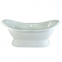 Kingston Brass VCT7D723130 72" Cast Iron Double Slipper Pedestal Bathtub w/ 7" Centers Faucet Drillings