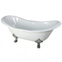 Kingston Brass VCT7D7231NC 72" Cast Iron Double Slipper Clawfoot Bathtub w/ Feet & 7" Centers Faucet Drillings