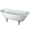 Kingston Brass VCTND6728NH1 67" Cast Iron Double Slipper Clawfoot Bathtub w/ Feet w/out Faucet Drillings