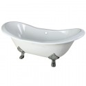 Kingston Brass VCTND7231NC 72" Cast Iron Double Slipper Clawfoot Bathtub w/ Feet w/out Faucet Drillings