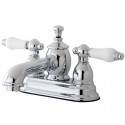 Kingston Brass KS700 4" Centerset Lavatory Faucet w/ Heritage Spout & PL Porcelain Lever Handle