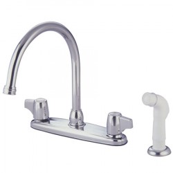Kingston Brass GKB722 Water Saving Franklin Centerset Kitchen Faucet w/ Canopy Handles & Side Sprayer, Chrome