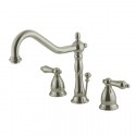 Kingston Brass GKS1998AL Heritage Widespread Lavatory Faucet w/ Brass Pop-Up, Satin Nickel
