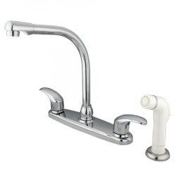 Kingston Brass GKB71 Water Saving Legacy Centerset High Arch Spout Kitchen Faucet w/ White Sprayer