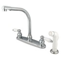 Kingston Brass GKB71 Water Saving Victorian High Arch Kitchen Faucet w/ Oak & Porcelain Lever Handles