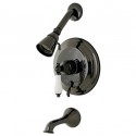 Kingston Brass NB36300PL Water Onyx Pressure Balanced Tub & Shower Faucet w/ Porcelain Lever Handle & Vintage Spout