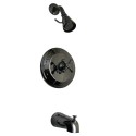 Kingston Brass NB3630AX Water Onyx Pressure Balanced Tub & Shower Faucet w/ Metal Cross Handle