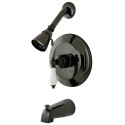 Kingston Brass NB3630PL Water Onyx Pressure Balanced Tub & Shower Faucet w/ Porcelain Lever Handle