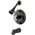 Kingston Brass NB3630PX Water Onyx Pressure Balanced Tub & Shower Faucet w/ Porcelain Cross Handle