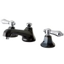 Kingston Brass NS4467BAL Water Onyx widespread lavatory faucet w/ brass pop-up drain, black nickel finish