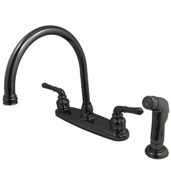Kingston Brass NB790SP Water Onyx Two Handle Centerset Kitchen Faucet & Matching Side Sprayer, Matte Black
