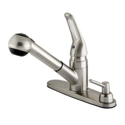 Kingston Brass GKB70 Water Saving Wyndham Pull-out Kitchen Faucet w/ Single Loop Handle, Matching Wand & Soap Dispenser
