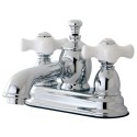 Kingston Brass KS700 4" Centerset Lavatory Faucet with Heritage Spout and Porcelain Cross Handle