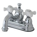 Kingston Brass KS710 4" Centerset Lavatory Faucet with Heritage Spout and Porcelain Cross Handle