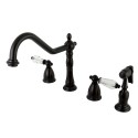Kingston Brass KB1795WLLBS 8" to 16" Widespread Kitchen Faucet with Brass Sprayer, ORB