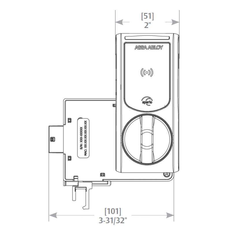 HES K100622HIPS Wireless Aperio / Drawer Security Lock w