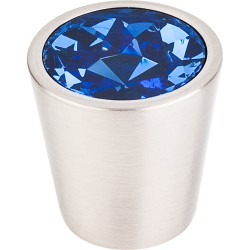 Top Knobs TK13 Blue Crystal Center Knob, Brushed Satin Nickel Shell