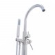 Dyconn BTF43-BN JOG Free Standing Tub Filler Faucet with Hand Shower, Brushed Nickel