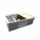 BOANN URD3220 Single Basin Stainless Steel Under mount Kitchen Sink w/sliding Cutting board & Colander
