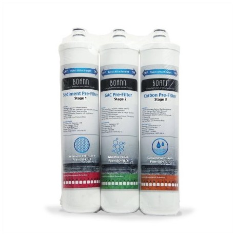 Boann RO-1YPK 6 Month Filter Pack for RO Water Filtration System with Sediment Pre-Filter