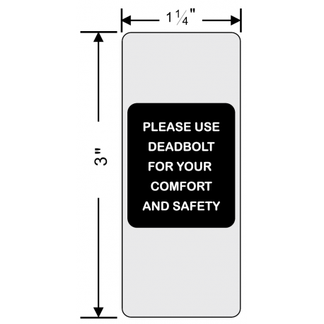 Pemko PDL-D1 Privacy Door Latch "Please Use Deadbolt..." Decal