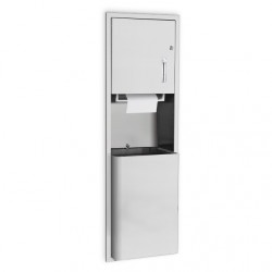 AJW U660 Roll Towel Dispenser & Waste Receptacle Combination w/ Extended Waste