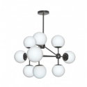 Dainolite DMI 9LT Chandelier, Black Finish w / White Glass Balls