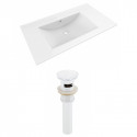 American Imaginations AI-20710 35.5-in. W 1 Hole Ceramic Top Set In White Color - Overflow Drain Incl.
