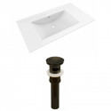 American Imaginations AI-20715 35.5-in. W 1 Hole Ceramic Top Set In White Color - Overflow Drain Incl.