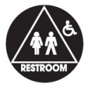 Don-Jo CHS-3-RESTROOM Round Family Restroom Handicapped Sign, Blue Finish