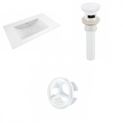 American Imaginations AI-21439 35.5-in. W 3H8-in. Ceramic Top Set In White - Overflow Drain Incl.