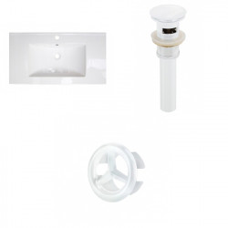American Imaginations AI-21471 32-in. W 1 Hole Ceramic Top Set In White - Overflow Drain Incl.