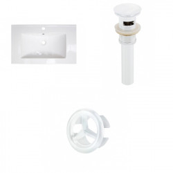 American Imaginations AI-21511 32-in. W 1 Hole Ceramic Top Set In White - Overflow Drain Incl.