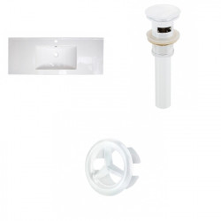 American Imaginations AI-21527 48-in. W 1 Hole Ceramic Top Set In White - Overflow Drain Incl.