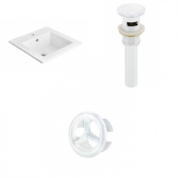 American Imaginations AI-21655 21-in. W 1 Hole Ceramic Top Set In White Color - Overflow Drain Incl.