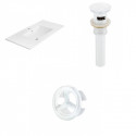 American Imaginations AI-21663 35.5-in. W 1 Hole Ceramic Top Set In White Color - Overflow Drain Incl.