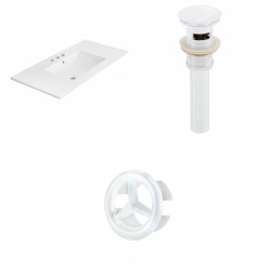 American Imaginations AI-21671 35.5-in. W 3H4-in. Ceramic Top Set In White Color - Overflow Drain Incl.