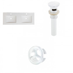 American Imaginations AI-21703 59-in. W 1 Hole Ceramic Top Set In White Color - Overflow Drain Incl.