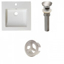 American Imaginations AI-21728 21.5-in. W 1 Hole Ceramic Top Set In White Color - Overflow Drain Incl.