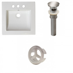 American Imaginations AI-21736 21.5-in. W 3H4-in. Ceramic Top Set In White Color - Overflow Drain Incl.